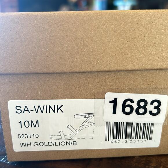 Sanctuary Wink Leather Ankle Strap Wood Grain Wedge Sandals NEW 10 - Picture 10 of 11